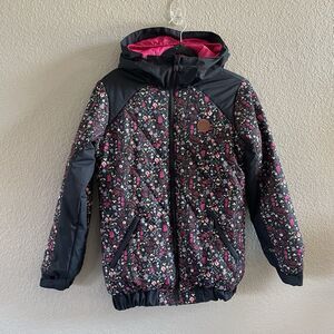 ROXY Jacket Womens XS Girls XXL 16 Black Floral LOWLAND DRYFLIGHT Winter Ski